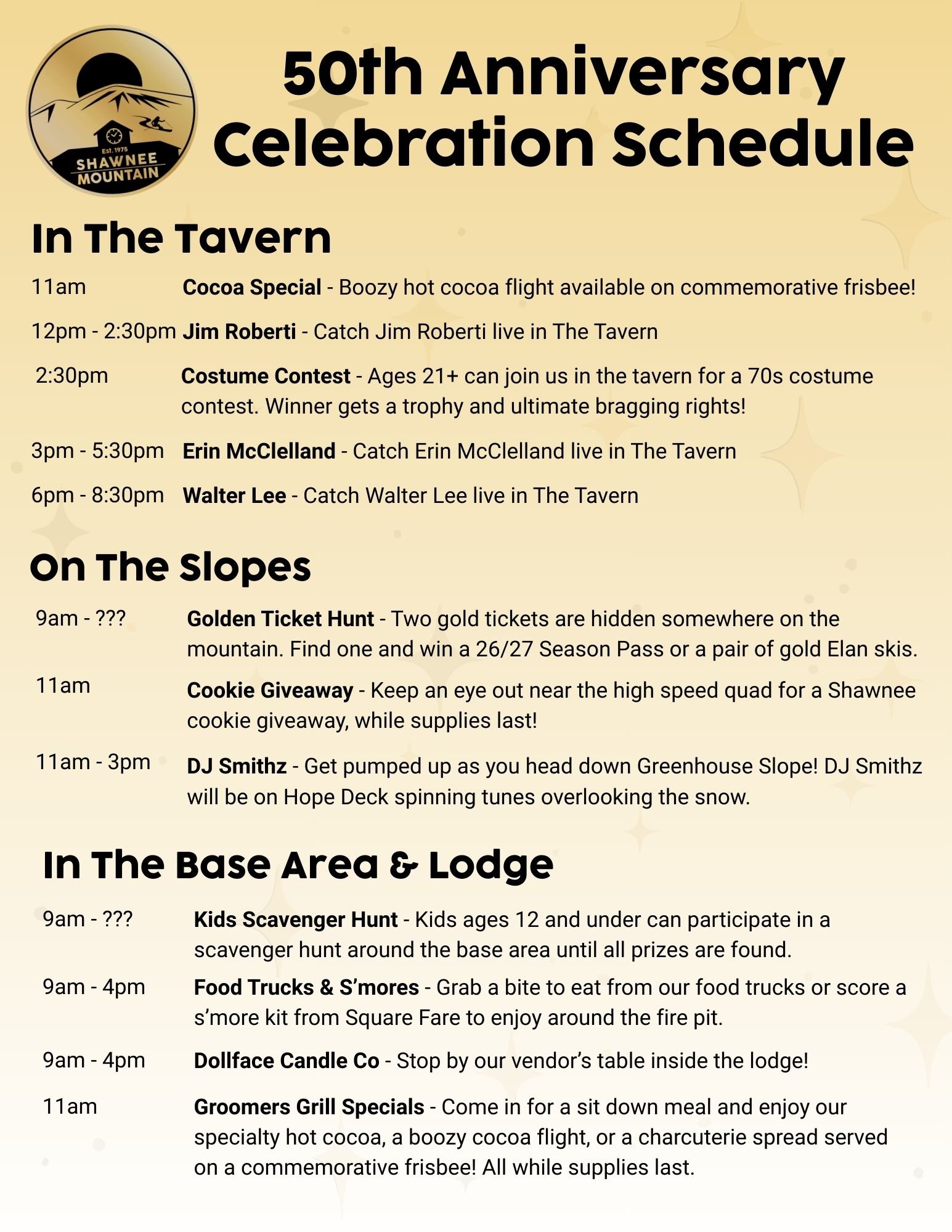 50 celebration schedule