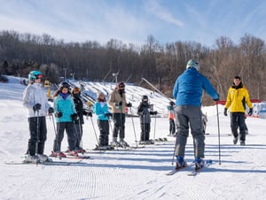 Ski School group trying out the First Time Package ski lesson