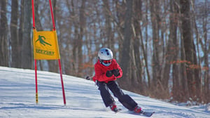 a person skiing down a slope