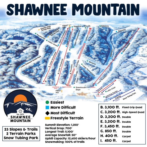 Shawnee Peak Trail Map Hours Of Operation & Trail Map - Shawnee Mountain Ski Area